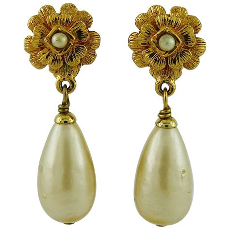 chanel drop pearl earrings|chanel vintage earrings pearl.